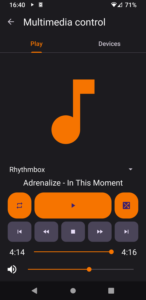 Remotely controlling my desktop's media player from the Android app