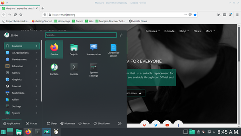 Running Firefox and exploring the application menu