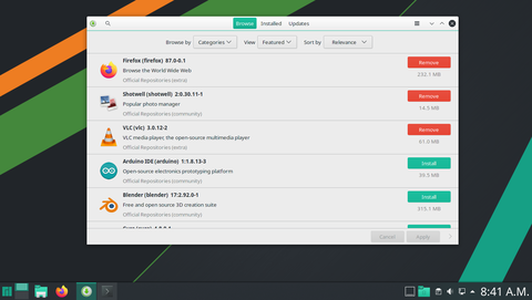 The Pamac software manager