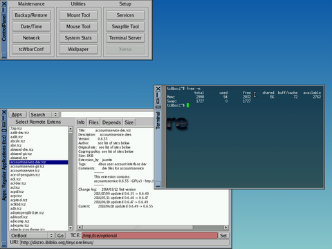 Running the package manager and settings panel